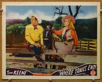 g014 WHERE TRAILS END movie lobby card '42 Tom Keene & sexy cowgirl!