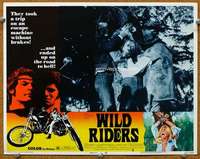 g024 WILD RIDERS movie lobby card #3 '71 bikers on the road to Hell!