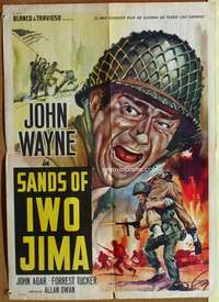 h124 SANDS OF IWO JIMA Italian/Spanish movie poster R60s John Wayne
