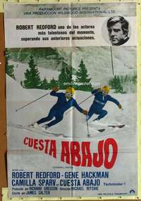 h085 DOWNHILL RACER Argentinean movie poster '69 skiing image!