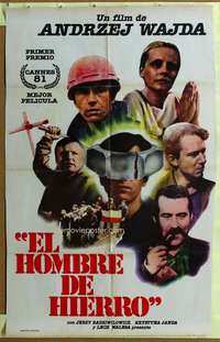 h089 MAN OF IRON Argentinean movie poster '81 Andrezej Wajda
