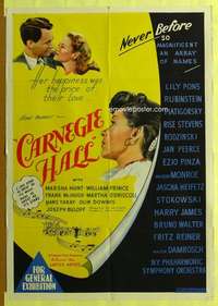 h734 CARNEGIE HALL Aust one-sheet movie poster '47 Edgar Ulmer musical!