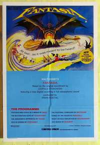 h747 FANTASIA Aust one-sheet movie poster R82 Mickey Mouse, Disney classic!