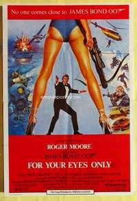 h751 FOR YOUR EYES ONLY Aust one-sheet movie poster '81 Moore as James Bond!