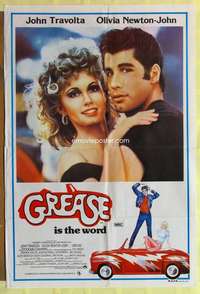 h753 GREASE Aust one-sheet movie poster '78 Travolta, Olivia Newton-John