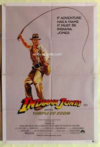 h761 INDIANA JONES & THE TEMPLE OF DOOM whip style Aust one-sheet movie poster '84
