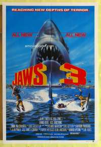 h762 JAWS 3-D Aust one-sheet movie poster '83 ultra rare non 3-D version!