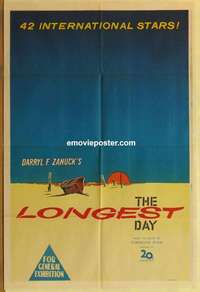 h773 LONGEST DAY Aust one-sheet movie poster '62 John Wayne, all-star cast!