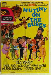 h778 MUTINY ON THE BUSES Aust one-sheet movie poster '72 Hammer, English!