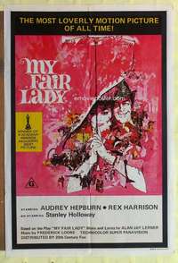 h780 MY FAIR LADY Aust one-sheet movie poster R70s Audrey Hepburn classic!