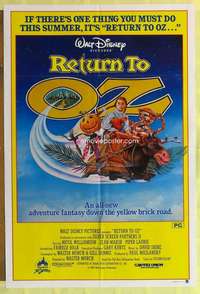 h800 RETURN TO OZ Aust one-sheet movie poster '85 Walt Disney, Drew art!