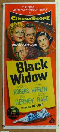 h834 BLACK WIDOW Australian daybill movie poster '54 Rogers, Gene Tierney