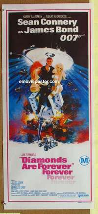 h843 DIAMONDS ARE FOREVER Australian daybill movie poster '71 James Bond!