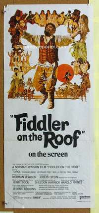 h848 FIDDLER ON THE ROOF Australian daybill movie poster '72 Topol, Picon