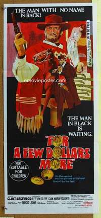h850 FOR A FEW DOLLARS MORE Australian daybill movie poster '67 Eastwood