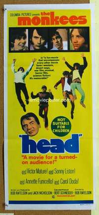 h860 HEAD Australian daybill movie poster '68 The Monkees, Jack Nicholson