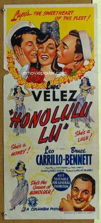 h861 HONOLULU LU Australian daybill movie poster '41 Lupe Velez, Carrillo