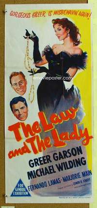 h868 LAW & THE LADY Australian daybill movie poster '51 Greer Garson