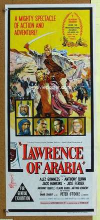 h869 LAWRENCE OF ARABIA Australian daybill movie poster '63 David Lean