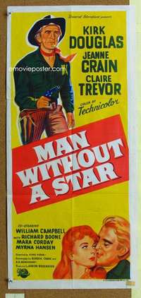 h880 MAN WITHOUT A STAR Australian daybill movie poster '55 Kirk Douglas