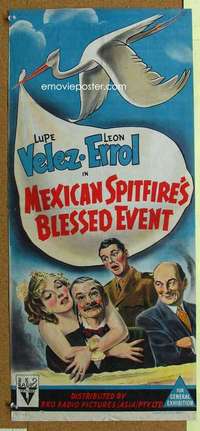 h883 MEXICAN SPITFIRE'S BLESSED EVENT Australian daybill movie poster '43
