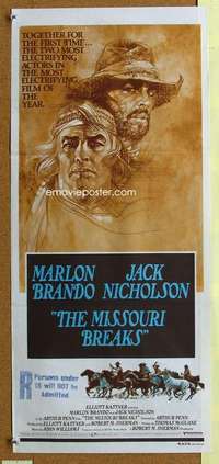 h886 MISSOURI BREAKS Australian daybill movie poster '76 Brando, Nicholson