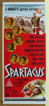 h910 SPARTACUS Australian daybill movie poster '61 Kubrick, Kirk Douglas