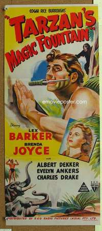 h915 TARZAN'S MAGIC FOUNTAIN Australian daybill movie poster '49 Lex Barker