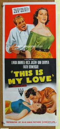 h921 THIS IS MY LOVE Australian daybill movie poster '54 Linda Darnell