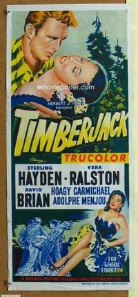 h924 TIMBERJACK Australian daybill movie poster '55 Sterling Hayden, Ralston