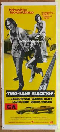 h925 TWO-LANE BLACKTOP Australian daybill movie poster '71 James Taylor