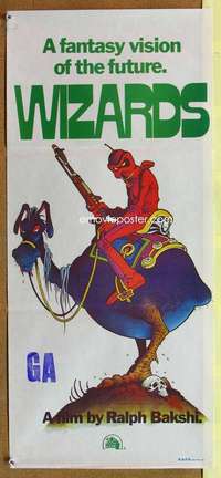 h932 WIZARDS Australian daybill movie poster '77 Ralph Bakshi fantasy!