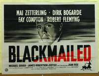 h197 BLACKMAILED British quad movie poster '50 Dirk Bogarde