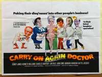 h216 CARRY ON AGAIN DOCTOR British quad movie poster '69 hospital sex!