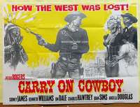 h219 CARRY ON COWBOY British quad movie poster '65 sexy western!