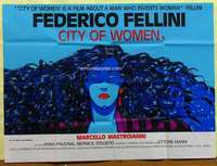 h230 CITY OF WOMEN British quad movie poster '80 Fellini, cool art!