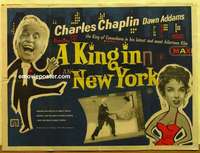 h243 KING IN NEW YORK British quad movie poster '57 Charlie Chaplin