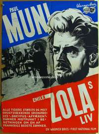 h052 LIFE OF EMILE ZOLA Danish movie poster '37 Paul Muni