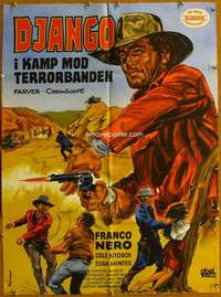 h056 TEXAS ADDIO linen Danish movie poster '66 Franco Nero, Wenzel art!