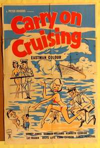 h148 CARRY ON CRUISING English one-sheet movie poster '62 sexy artwork!