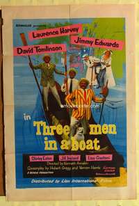 h167 THREE MEN IN A BOAT English one-sheet movie poster '56 Laurence Harvey