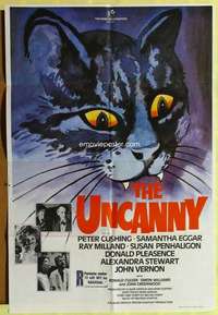 h171 UNCANNY English one-sheet movie poster '77 Peter Cushing, cat image!