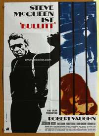 h585 BULLITT German movie poster '69 Steve McQueen, Robert Vaughn