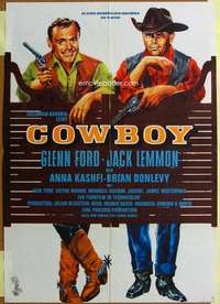 h601 COWBOY German movie poster '58 Glenn Ford, Jack Lemmon
