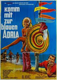 h555 KOMM MIT ZUR BLAUEN ADRIA German 33x47 movie poster '66 sexy artwork!