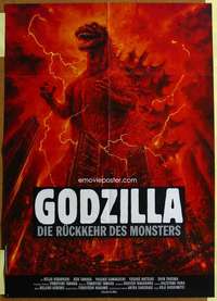 h630 GODZILLA 1985 German movie poster '84 Toho, great monster image!