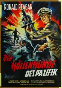 h637 HELLCATS OF THE NAVY German movie poster '57 Ronald Reagan, WWII