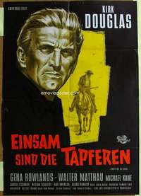 h652 LONELY ARE THE BRAVE German movie poster '62 Kirk Douglas