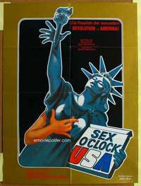 h679 SEX O'CLOCK USA German movie poster '76 sexy Statue of Liberty!