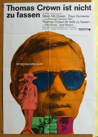 h689 THOMAS CROWN AFFAIR German movie poster '68 McQueen, Dunaway